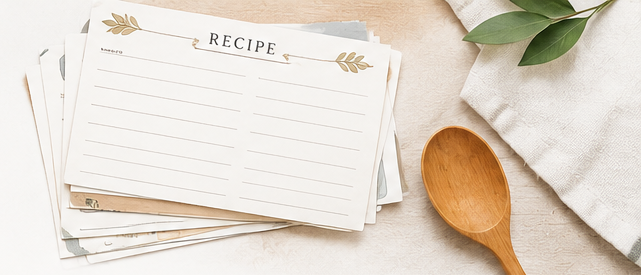 A stack of printable blank recipe cards