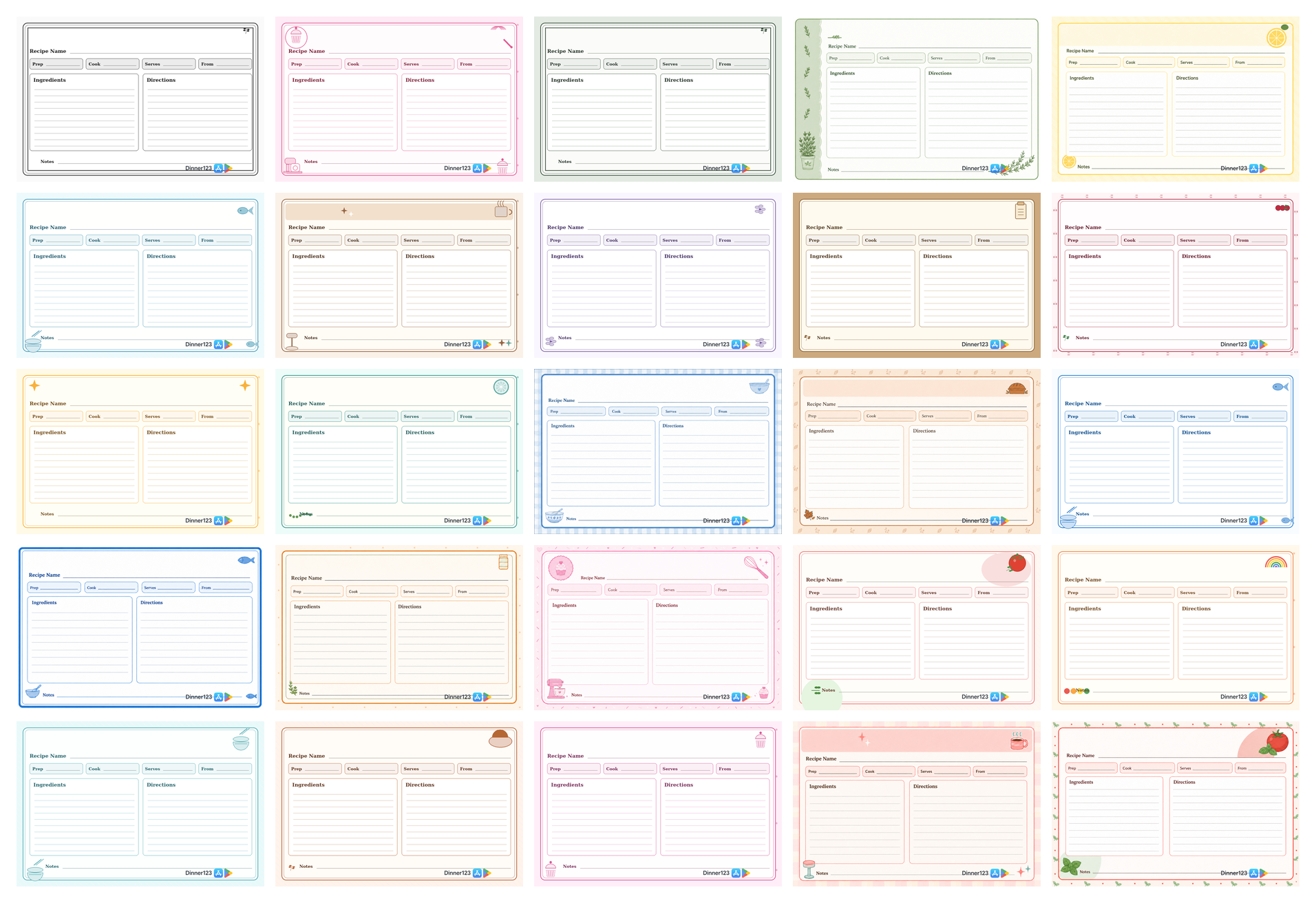 All 25 Simple Recipe Card designs