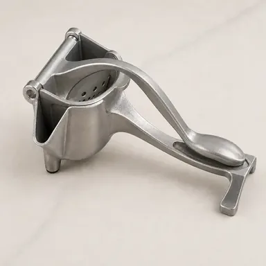 Heavy-duty stainless steel citrus press with a long lever arm