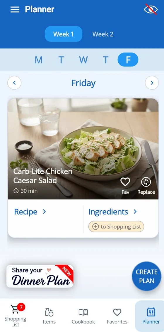 Dinner123 meal planner