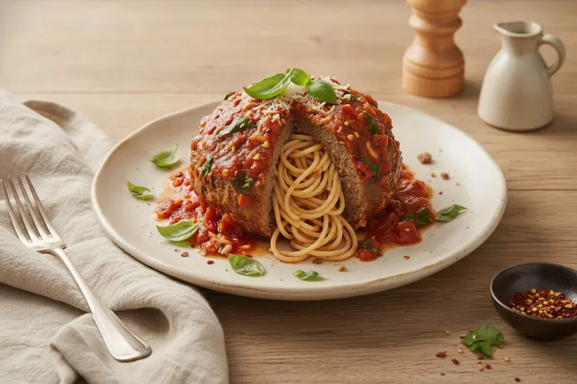Giant Spaghetti-Stuffed Meatball