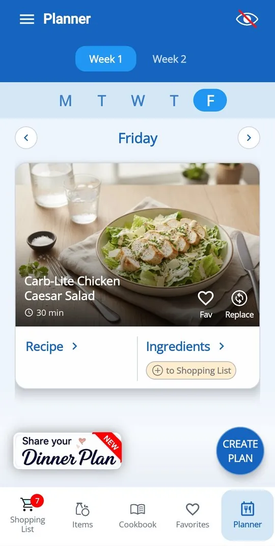 Dinner123 meal planner