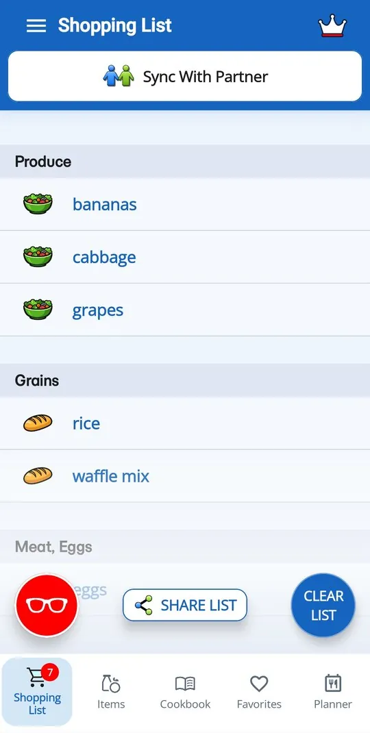 Dinner123 grocery list