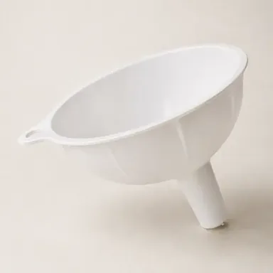 Wide-mouth funnel set into the top of a storage jar