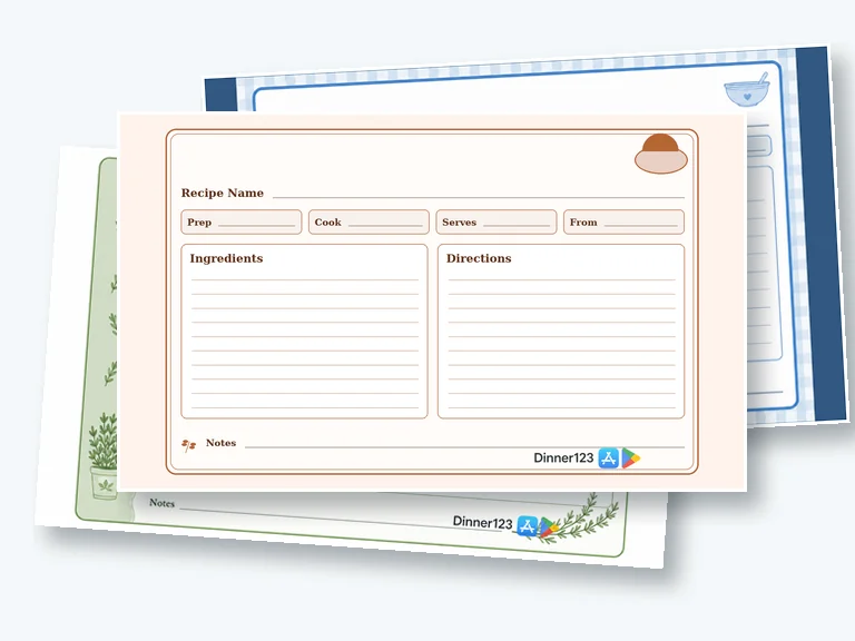 Pack 1: 3×5 Simple Recipe Cards preview