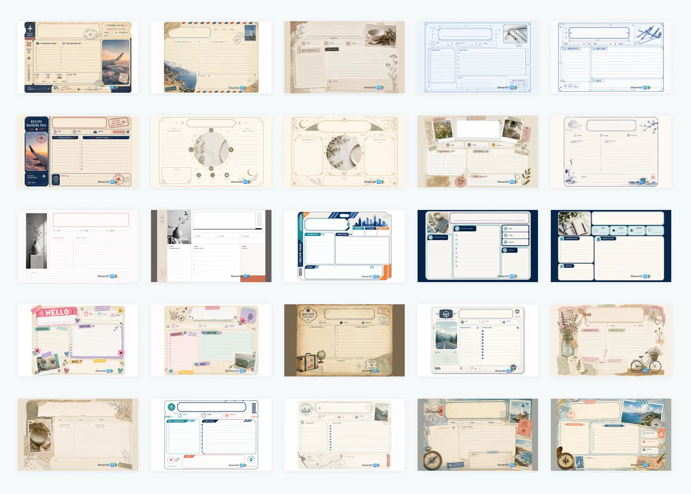 All 25 3×5 Creative Recipe Cards designs