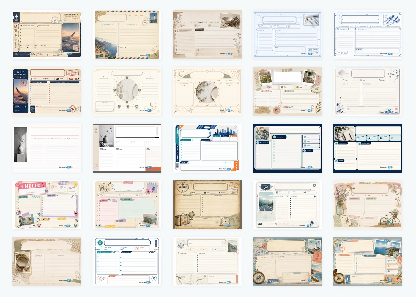 All 25 5×7 Creative Recipe Cards designs