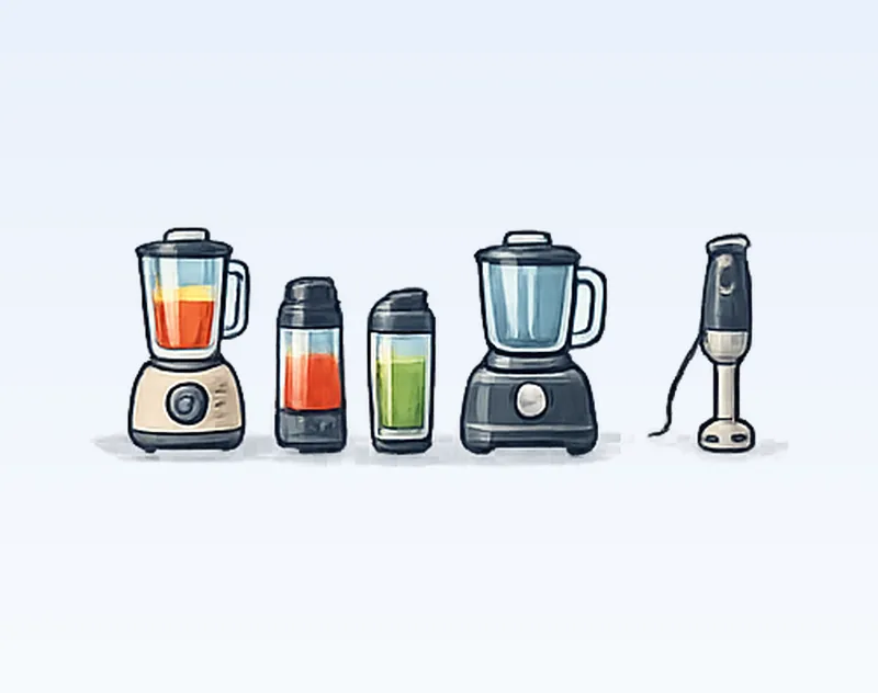 Types of blenders including countertop, personal, portable and immersion blenders