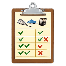 Comparison checklist clipboard weighing a fish spatula against a regular spatula