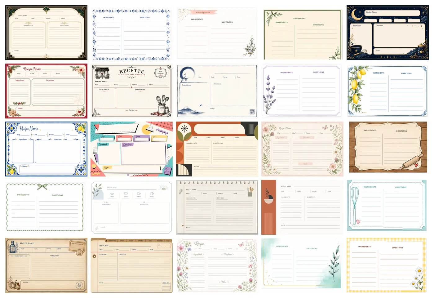 All 25 Contemporary Recipe Card designs