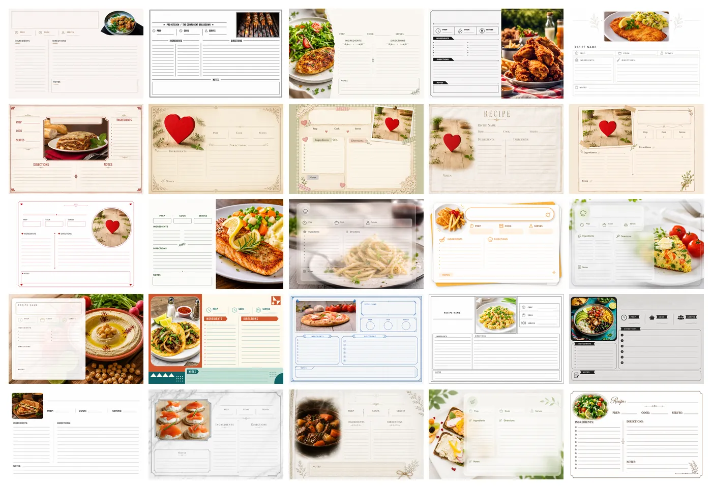 All 25 Dinner123 Category Card designs