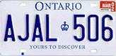 Ontario license plate