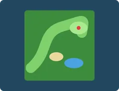 Special-board golf darts illustration: fairway, green, bunker and water shapes