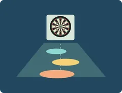Tee-box golf darts rules illustration: throwing positions for Par-3, Par-4 and Par-5 holes